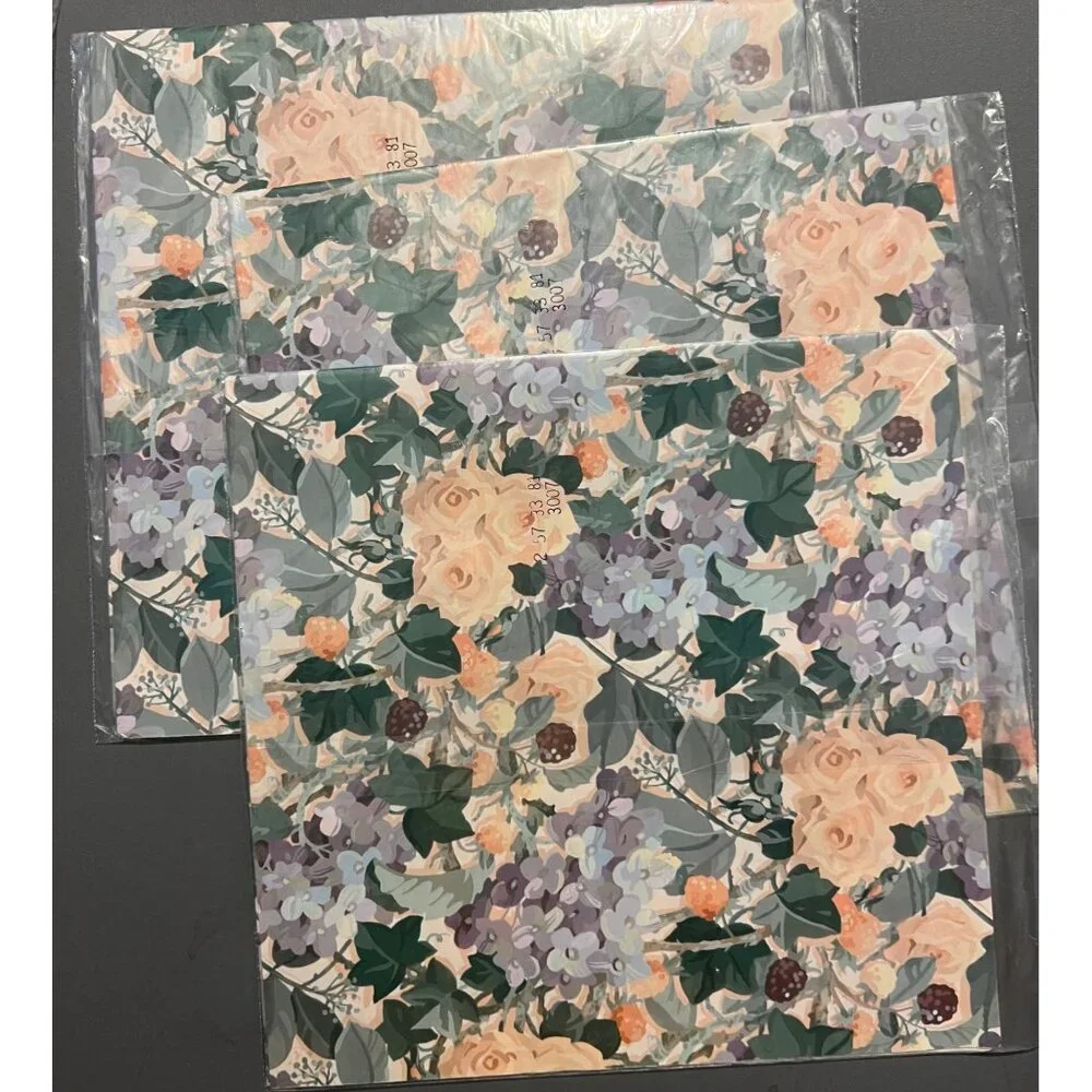 Lot of 3 Vintage Hallmark‎ All Occasions Sealed Gift Wrap Roses & Wildflowers